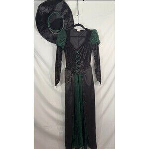 The Wizard Of Oz Green/Black Metallic Dress W/matching Hat Sz Sm